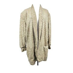 VTG 80s In Transit New York Suede Blazer Womens L Oversized Animal Print Pockets